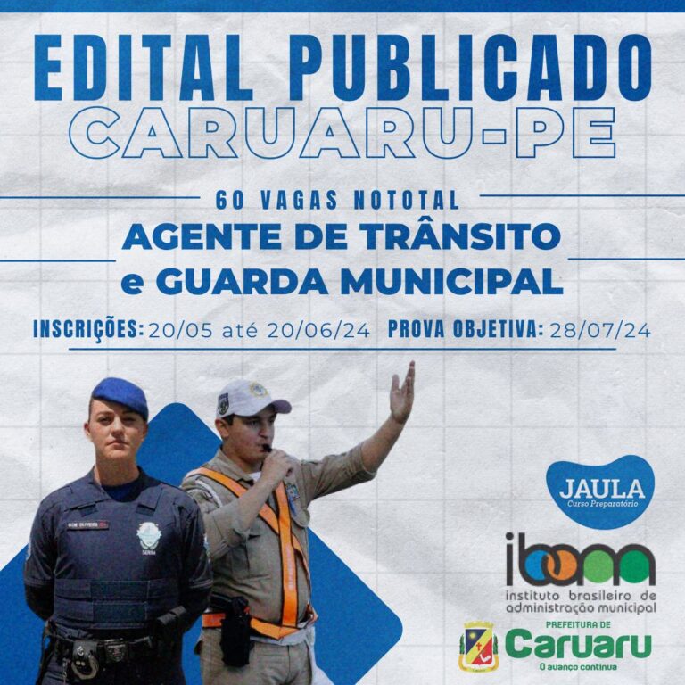 PREFEITURA DE CARUARU-PE/ GUARDA CIVIL MUNICIPAL/ BANCA IBAM – CURSO NA HOTMART